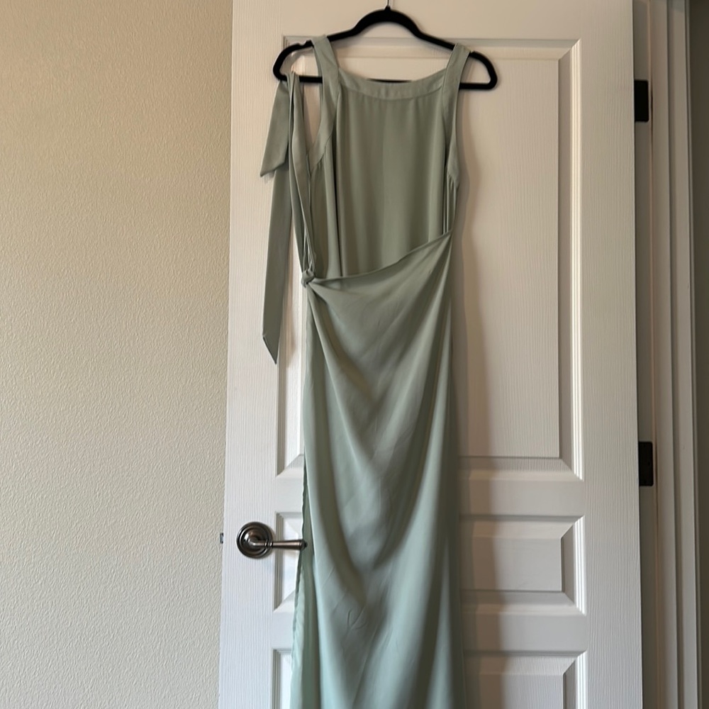 Simple sage green wrap around dress
